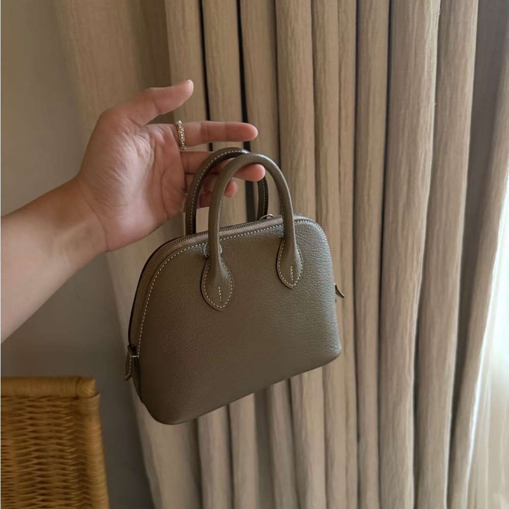 Elegant Brown Leather Handbag mini bolide